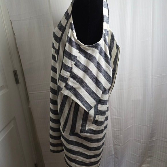 Soft Surroundings Women's XL Linen‎ Blend Tunic Top Striped Cold Shoulder Sleeve - Picture 4 of 11
